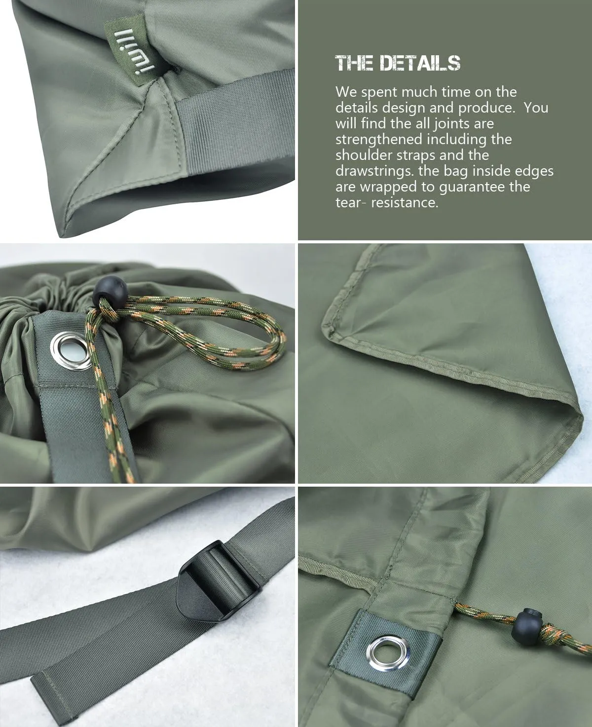 25X 31Hanging Laundry Bags with Adjustable Shoulder Straps and Soft Pad, Ideal for College Dormitory Laundromat, Clean Store, Heavy-Duty & Easy to Wash, Travel Duffel Bags, Army Green