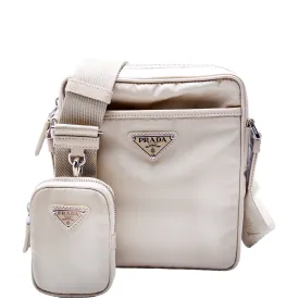 2VH112 Re-Nylon/Saffiano Leather Shoulder Gold