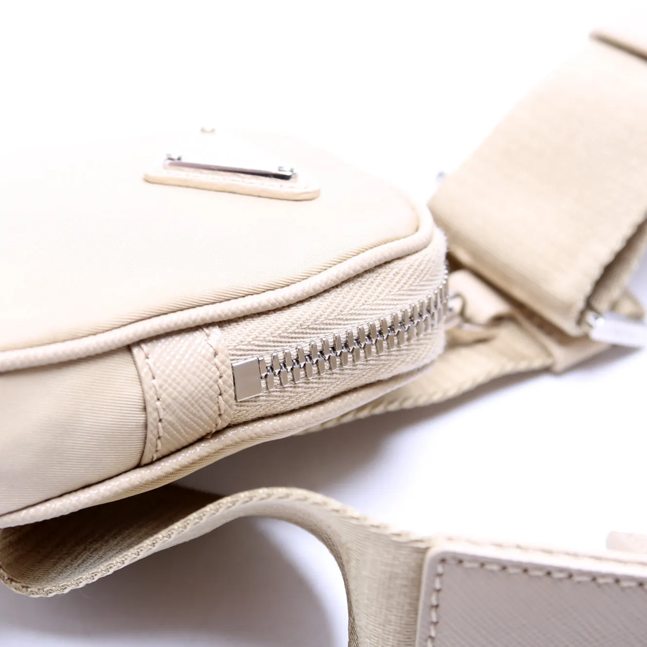 2VH112 Re-Nylon/Saffiano Leather Shoulder Gold