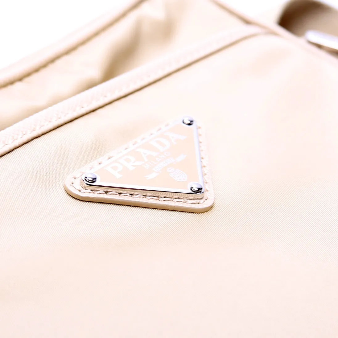 2VH112 Re-Nylon/Saffiano Leather Shoulder Gold
