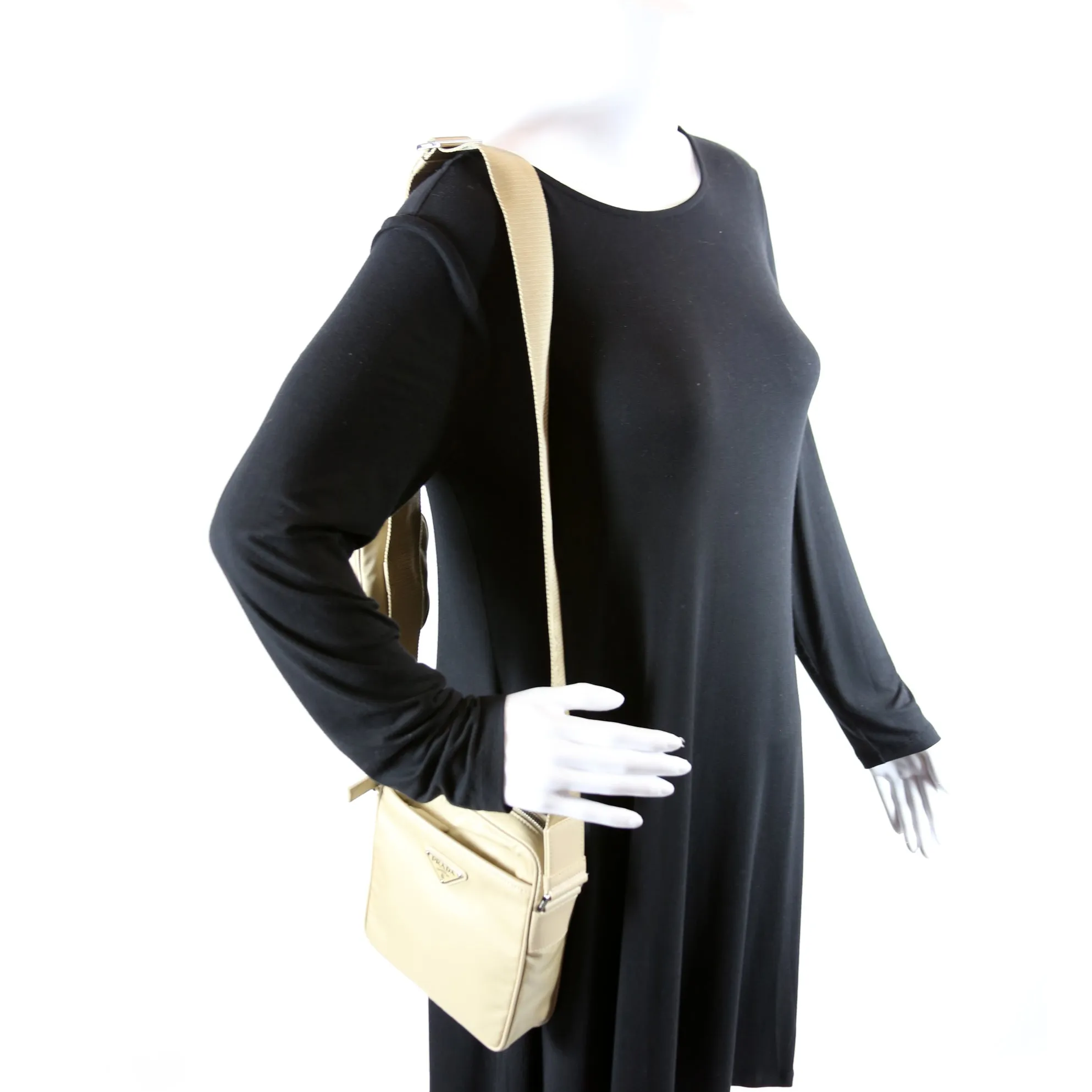 2VH112 Re-Nylon/Saffiano Leather Shoulder Gold