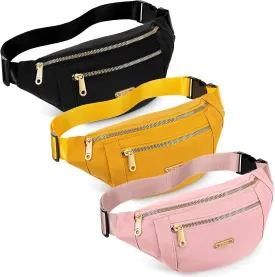 3 Pcs Waterproof Fanny Packs for Women and Men Waist Pack with Adjustable Strap Waist Pouch for Sports Running Exercise Walking Travel