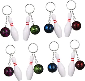 8pcs Bowling Ball Keychains Cute Keychain Accessories for Bag Bowling Match Keepsakes Small Sports