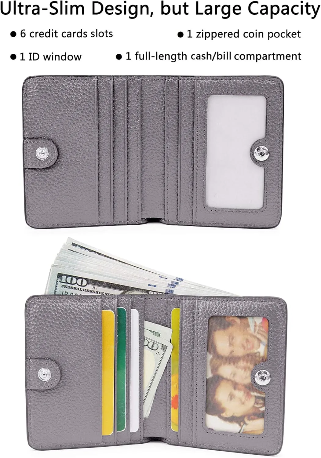 AINIMOER Small Leather Wallet for Women, Ladies Credit Card Holder RFID Blocking Women's Mini Bifold Pocket Purse