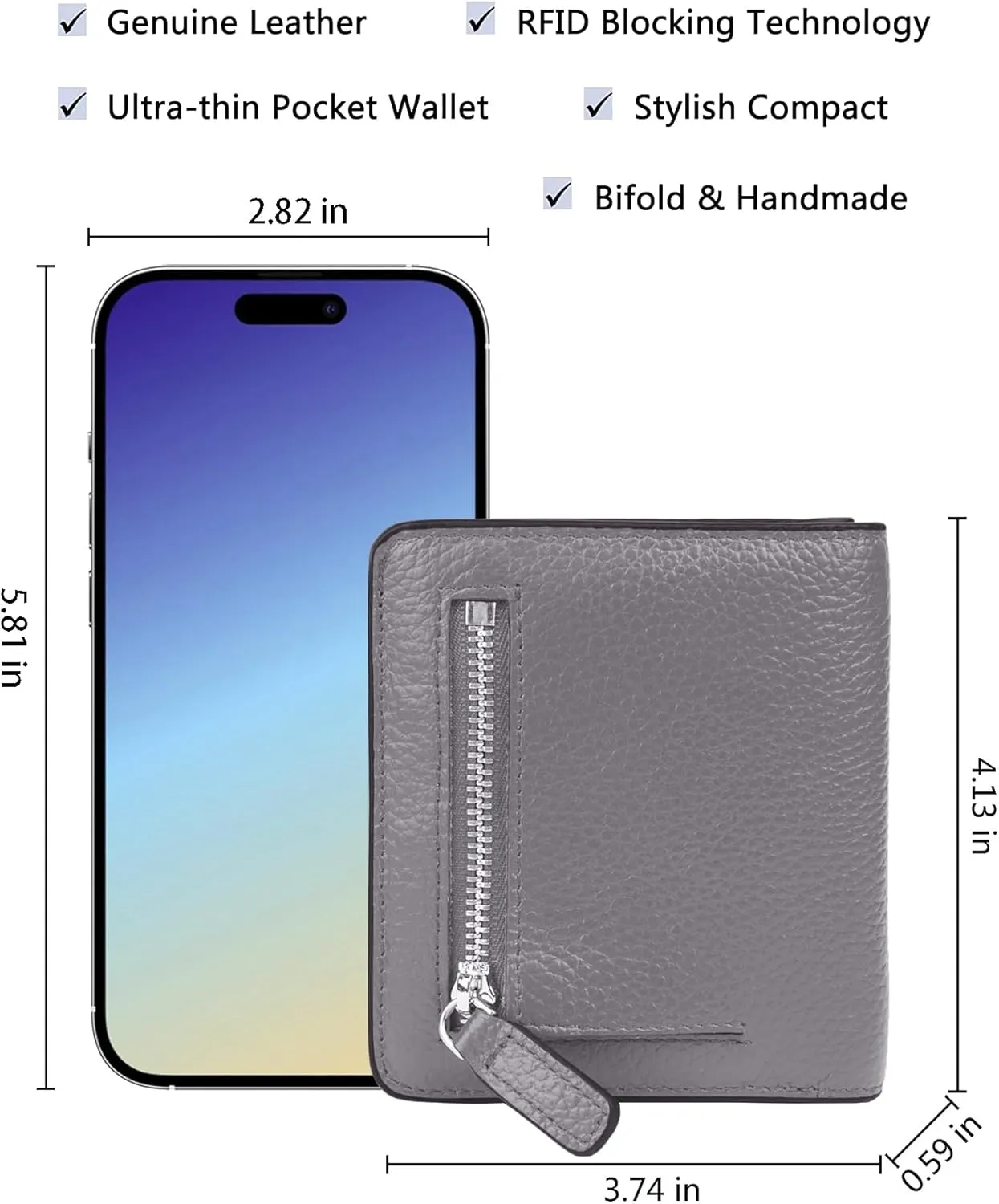 AINIMOER Small Leather Wallet for Women, Ladies Credit Card Holder RFID Blocking Women's Mini Bifold Pocket Purse