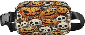 ALAZA Pumpkin Cartoon Halloween Sugar Skull Waist Packs Spot Belt Bag Crossbody Bag Fanny Pack Pouch for Men Women Hiking Running Cycling Traveling