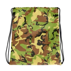 Allover Green Camouflage Drawstring Bag