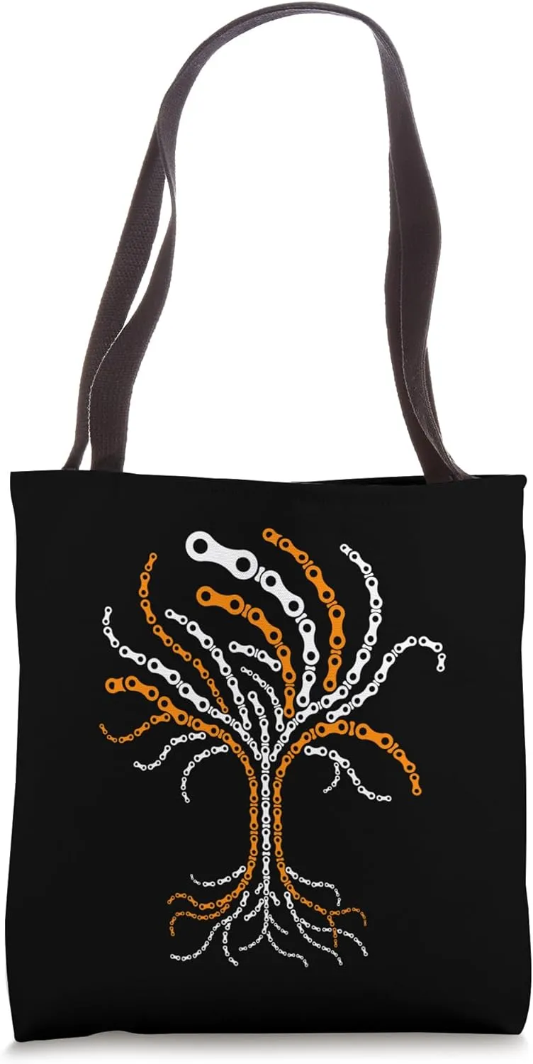 Bicycle Chains Links Bicycle Tree Chain Tree Biker MTB Bike Tote Bag