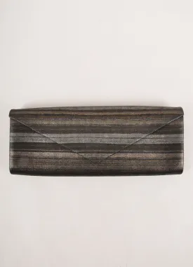 Black, Bronze, and Brown Stripe Convertible Leather Envelope Clutch