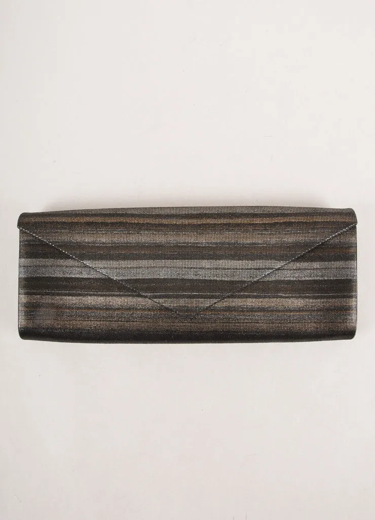 Black, Bronze, and Brown Stripe Convertible Leather Envelope Clutch