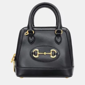 Black Leather Horsebit 1955 Mini Top Handle Bag
