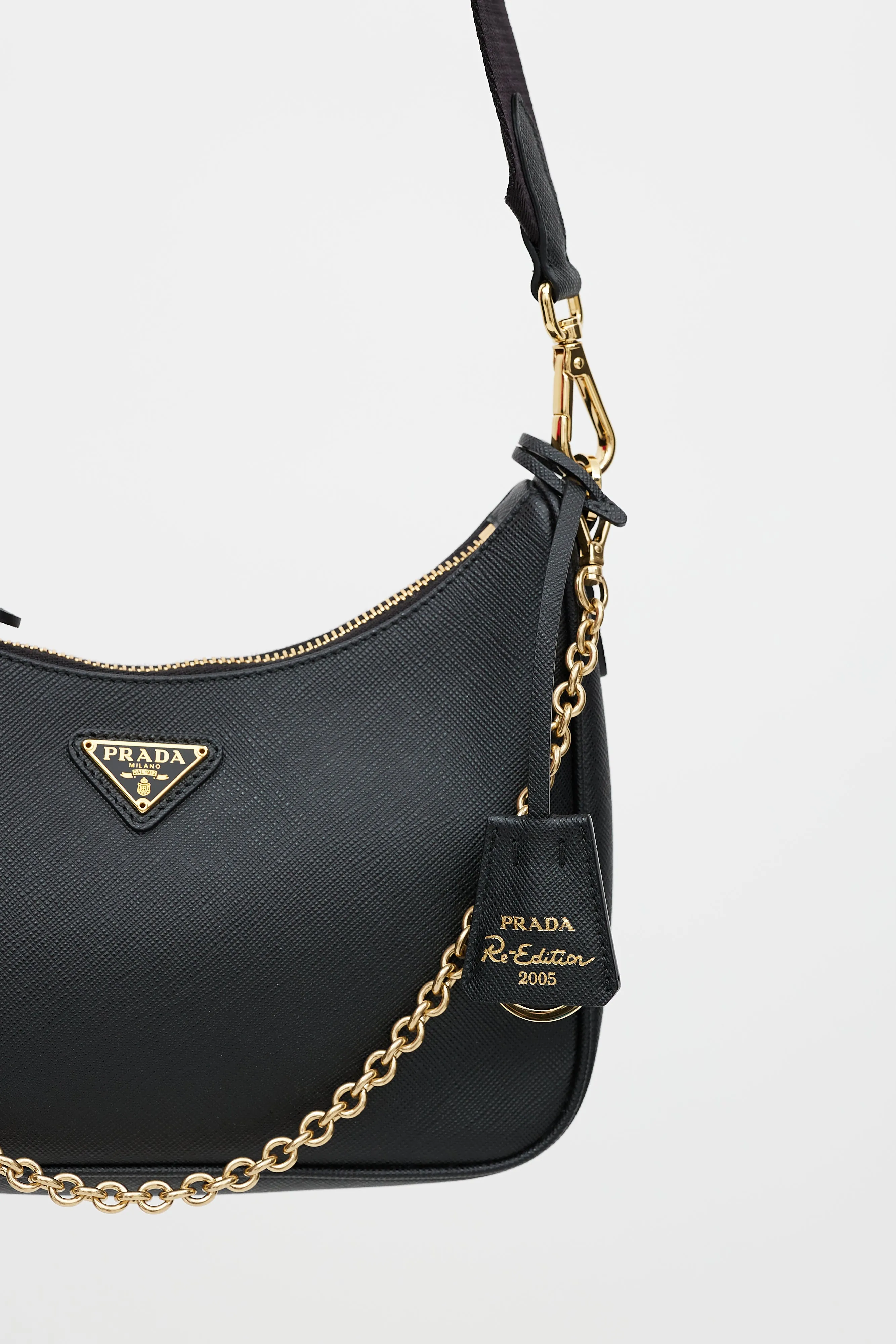 Black Saffiano Leather Re-Edition 2005 Shoulder Bag