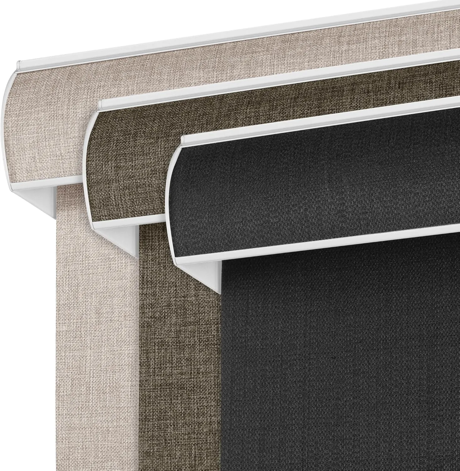 Blackout Roller Shades for Windows Cordless, Linen Fabric Roller Blinds Room Darkening Shades with Valance Thermal Insulated Window Shades for Home Office,Door,Black,35" W x 72" H