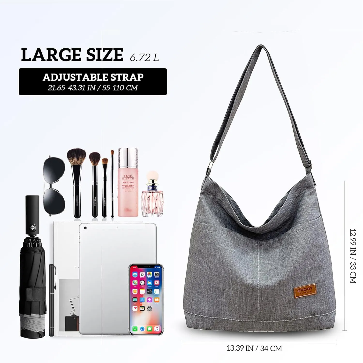 Canvas Tote Bag for Women - Crossbody, Shoulder, Travel & Beach Bag