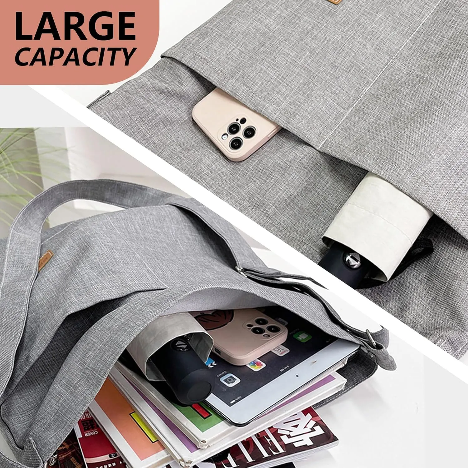 Canvas Tote Bag for Women - Crossbody, Shoulder, Travel & Beach Bag