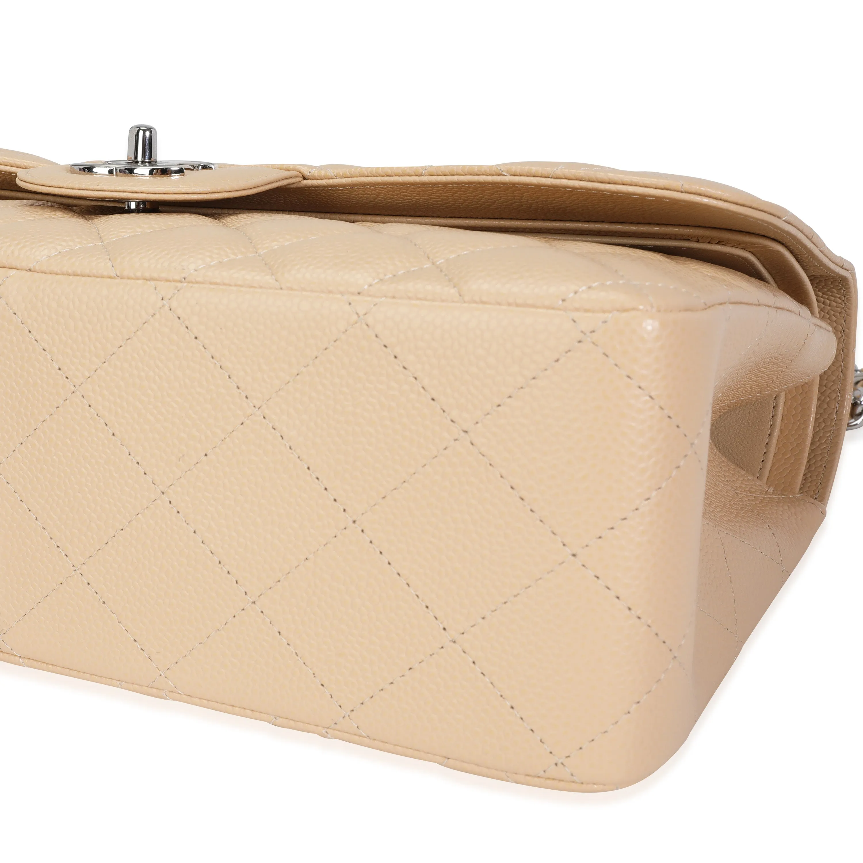 CHANEL Beige Quilted Caviar Jumbo Classic Double New Bag