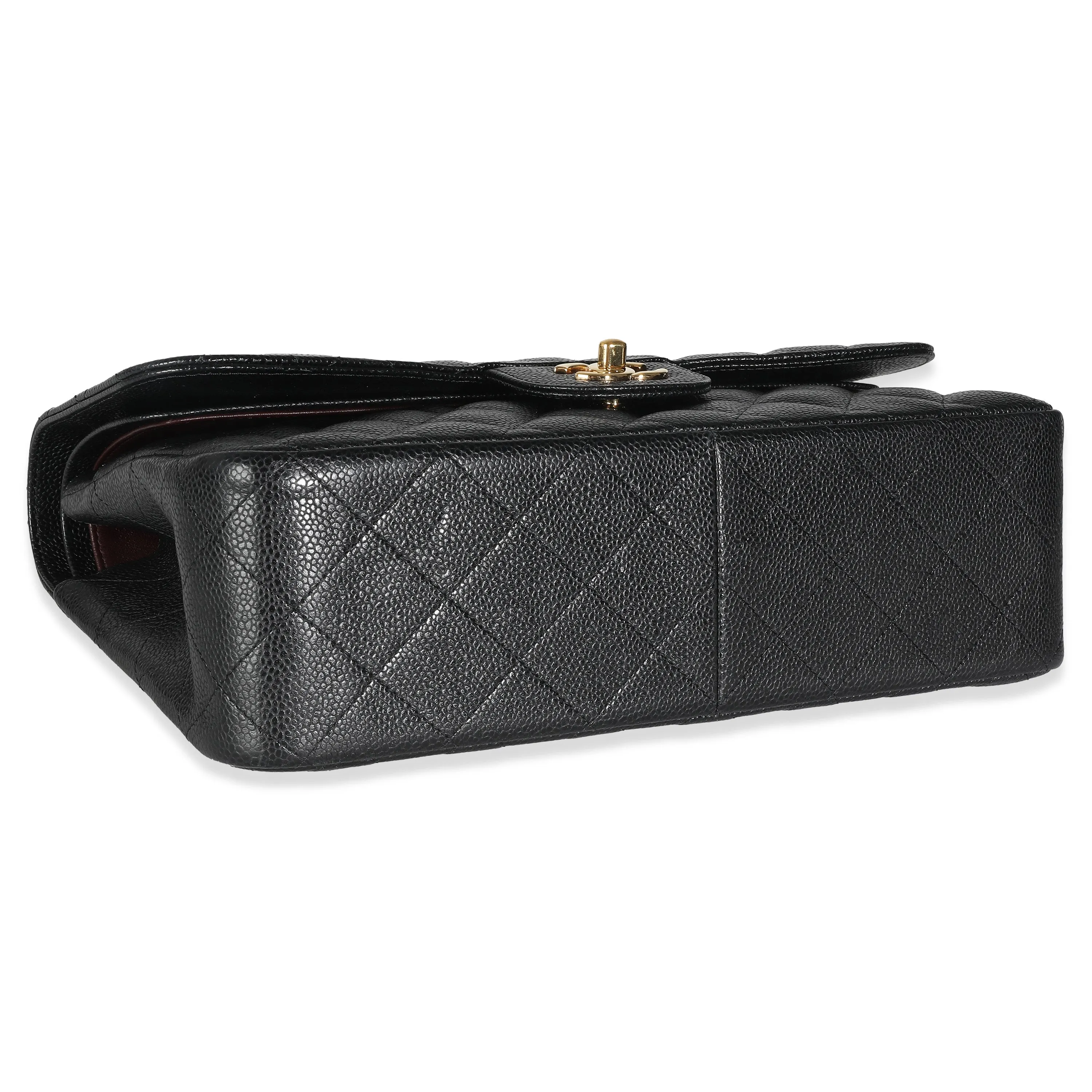 CHANEL Black Quilted Caviar Jumbo Classic Double New Bag