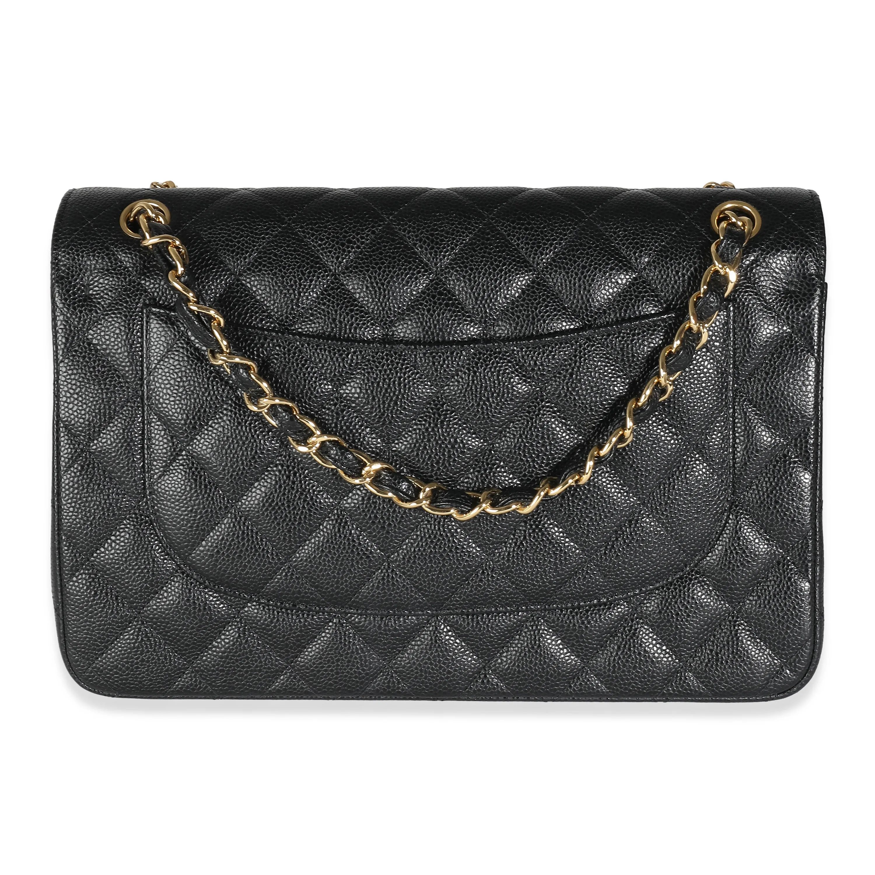 CHANEL Black Quilted Caviar Jumbo Classic Double New Bag