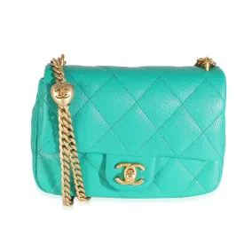 CHANEL Green Quilted Caviar Sweetheart Mini New Bag