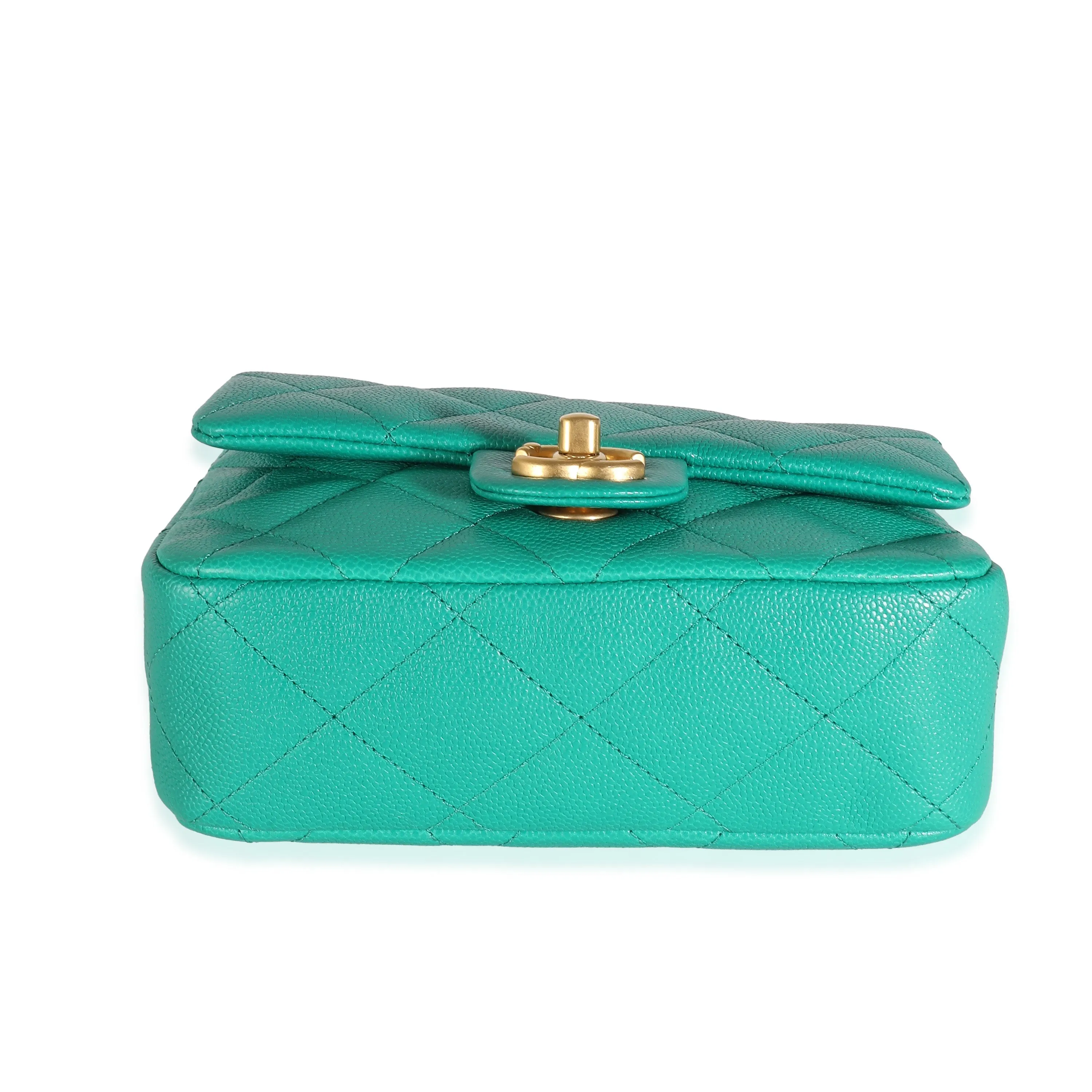 CHANEL Green Quilted Caviar Sweetheart Mini New Bag