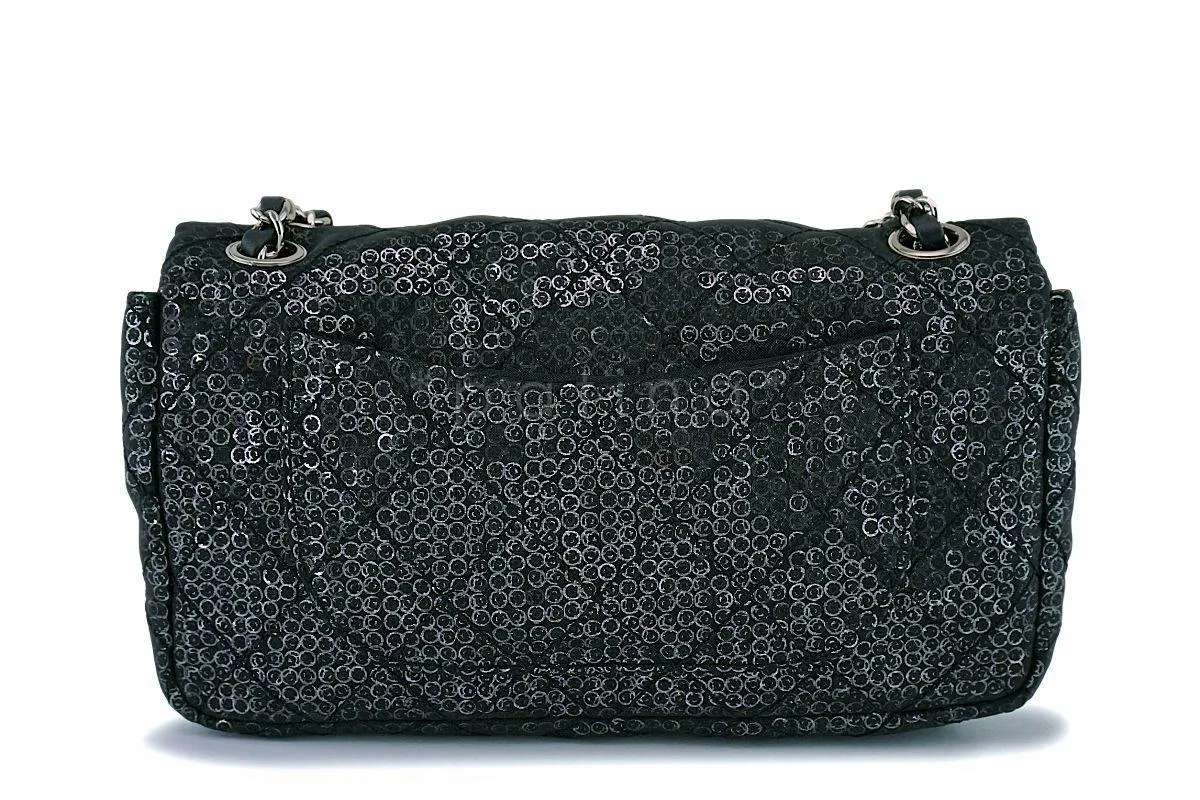 Chanel Limited Black Sequin-Mesh Quilted Classic Flap Bag