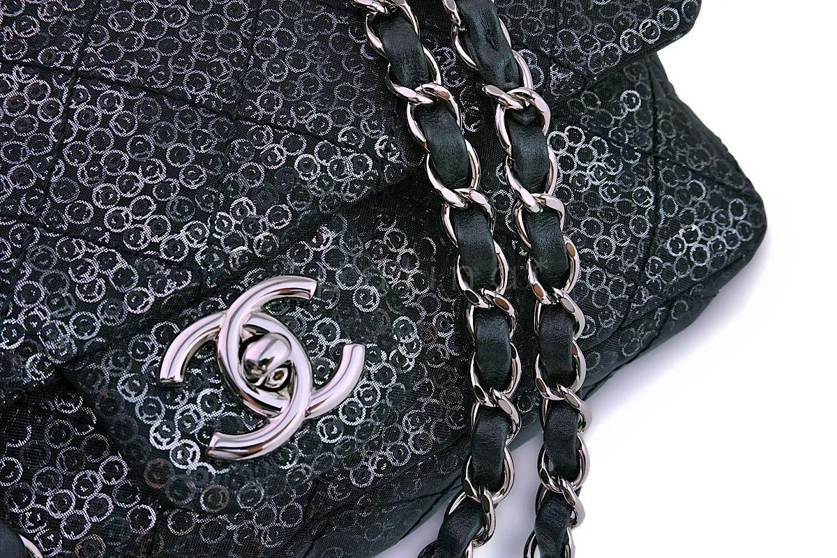 Chanel Limited Black Sequin-Mesh Quilted Classic Flap Bag