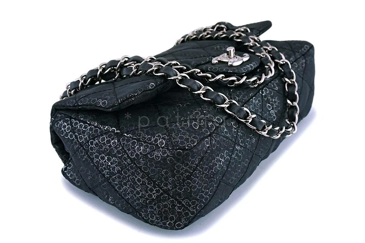 Chanel Limited Black Sequin-Mesh Quilted Classic Flap Bag