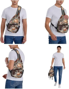 Chest Bag Coffee and Sweets Sugar Chocolate print Sling Backpack Crossbody Sling Bag for Women Men Cross Body Bag