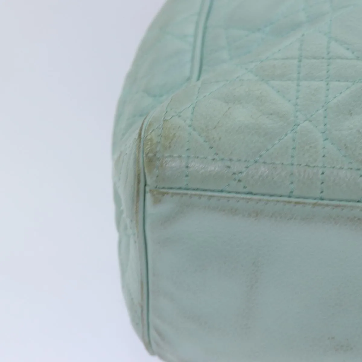 CHRISTIAN DIOR Canage Hand Bag Leather 2way Green Auth 77650