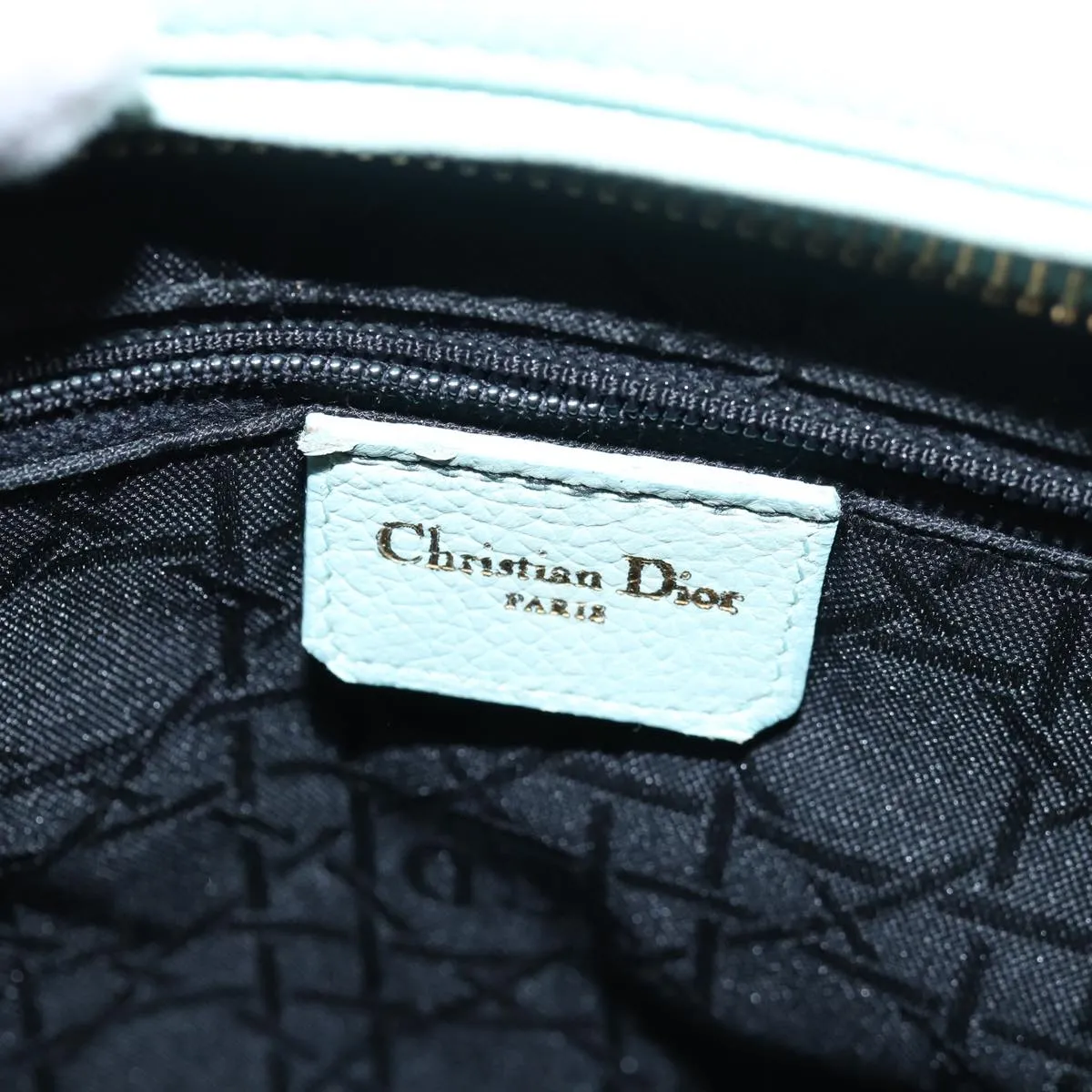 CHRISTIAN DIOR Canage Hand Bag Leather 2way Green Auth 77650