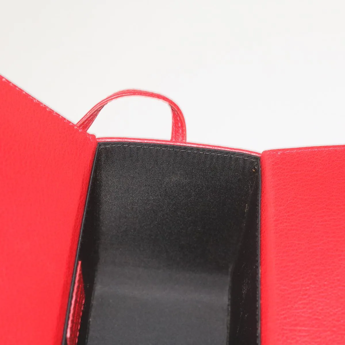 CHRISTIAN DIOR Canage Vanity Cosmetic Pouch Leather Red Auth hk1134