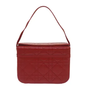 CHRISTIAN DIOR Canage Vanity Cosmetic Pouch Leather Red Auth hk1134