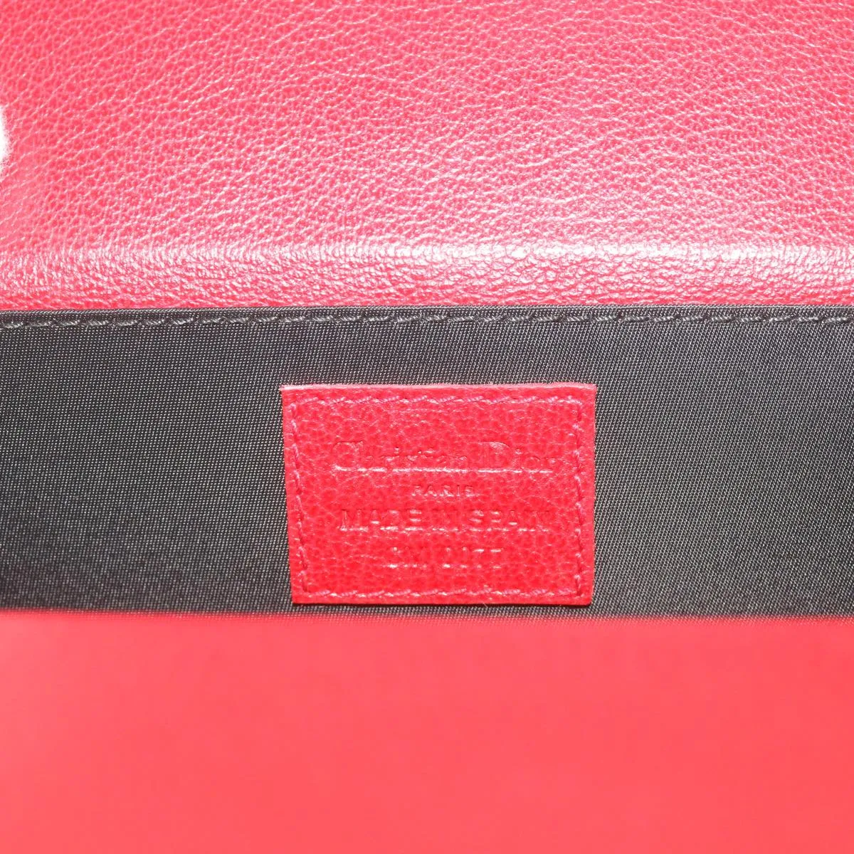 CHRISTIAN DIOR Canage Vanity Cosmetic Pouch Leather Red Auth hk1134