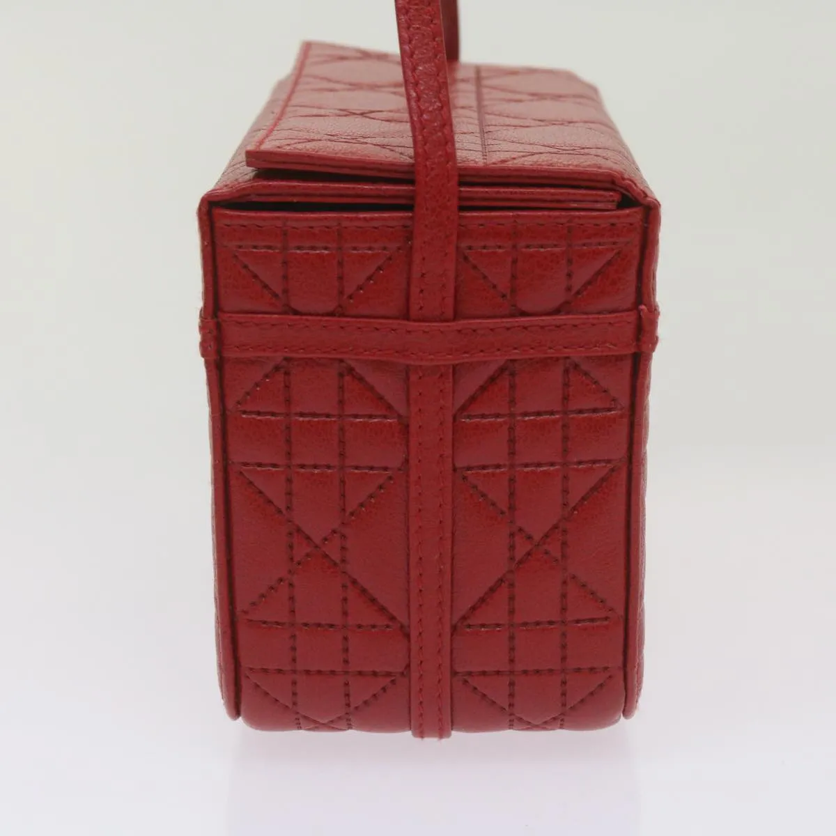CHRISTIAN DIOR Canage Vanity Cosmetic Pouch Leather Red Auth hk1134