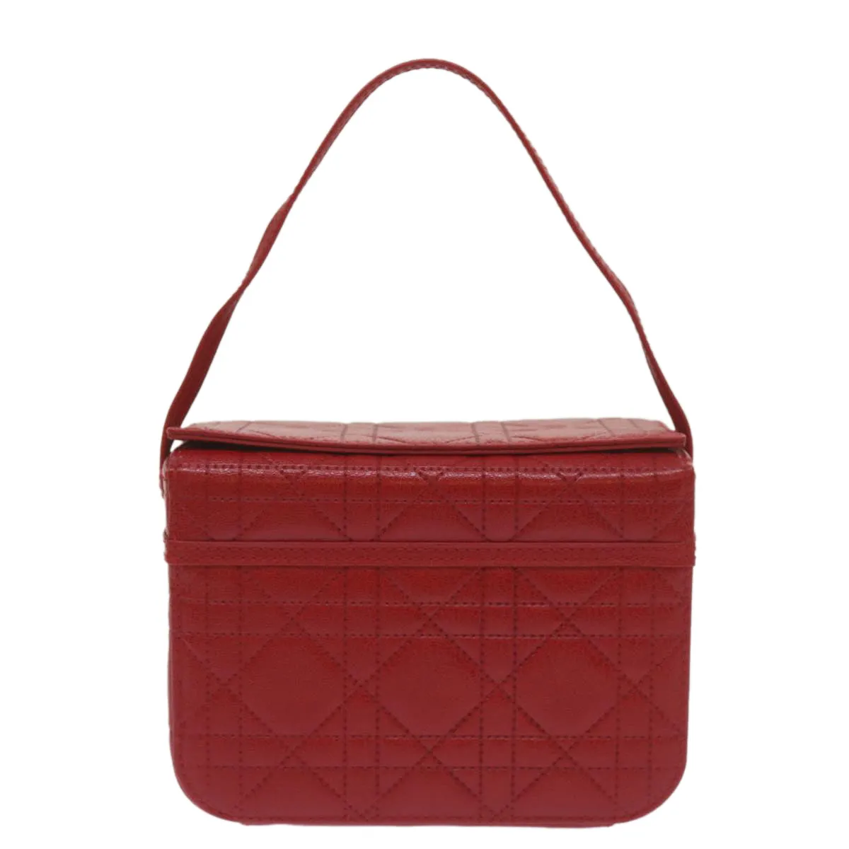 CHRISTIAN DIOR Canage Vanity Cosmetic Pouch Leather Red Auth hk1134