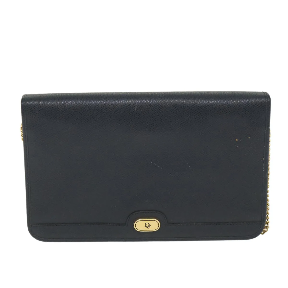 CHRISTIAN DIOR Honeycomb Canvas Chain Shoulder Bag Navy Auth ar10670
