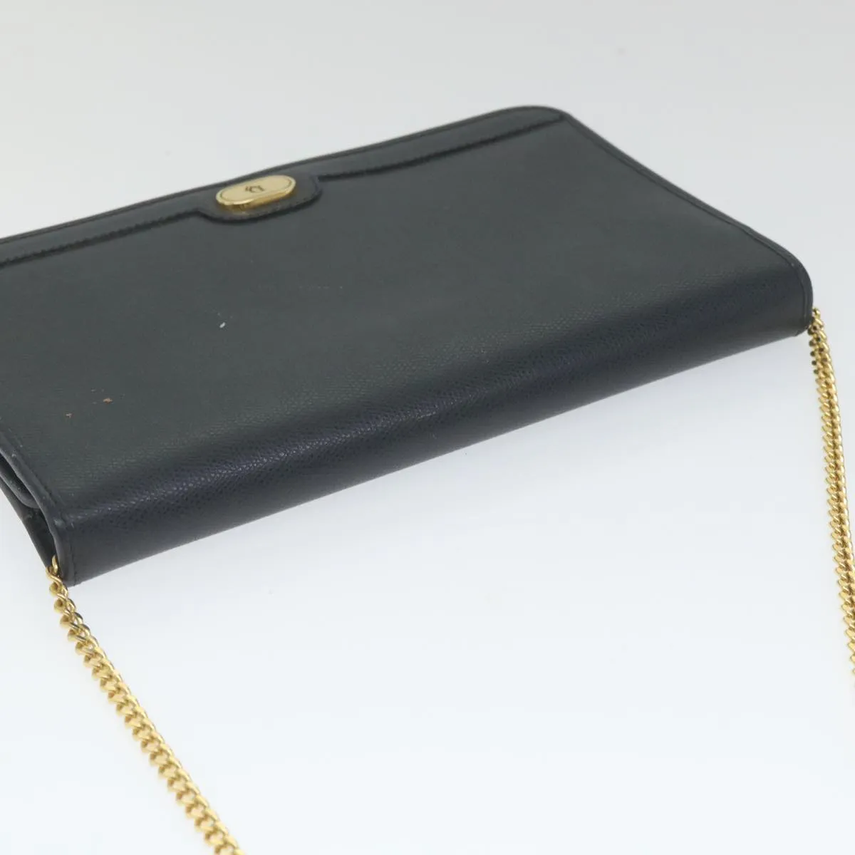 CHRISTIAN DIOR Honeycomb Canvas Chain Shoulder Bag Navy Auth ar10670