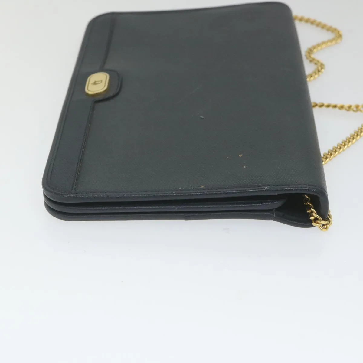 CHRISTIAN DIOR Honeycomb Canvas Chain Shoulder Bag Navy Auth ar10670