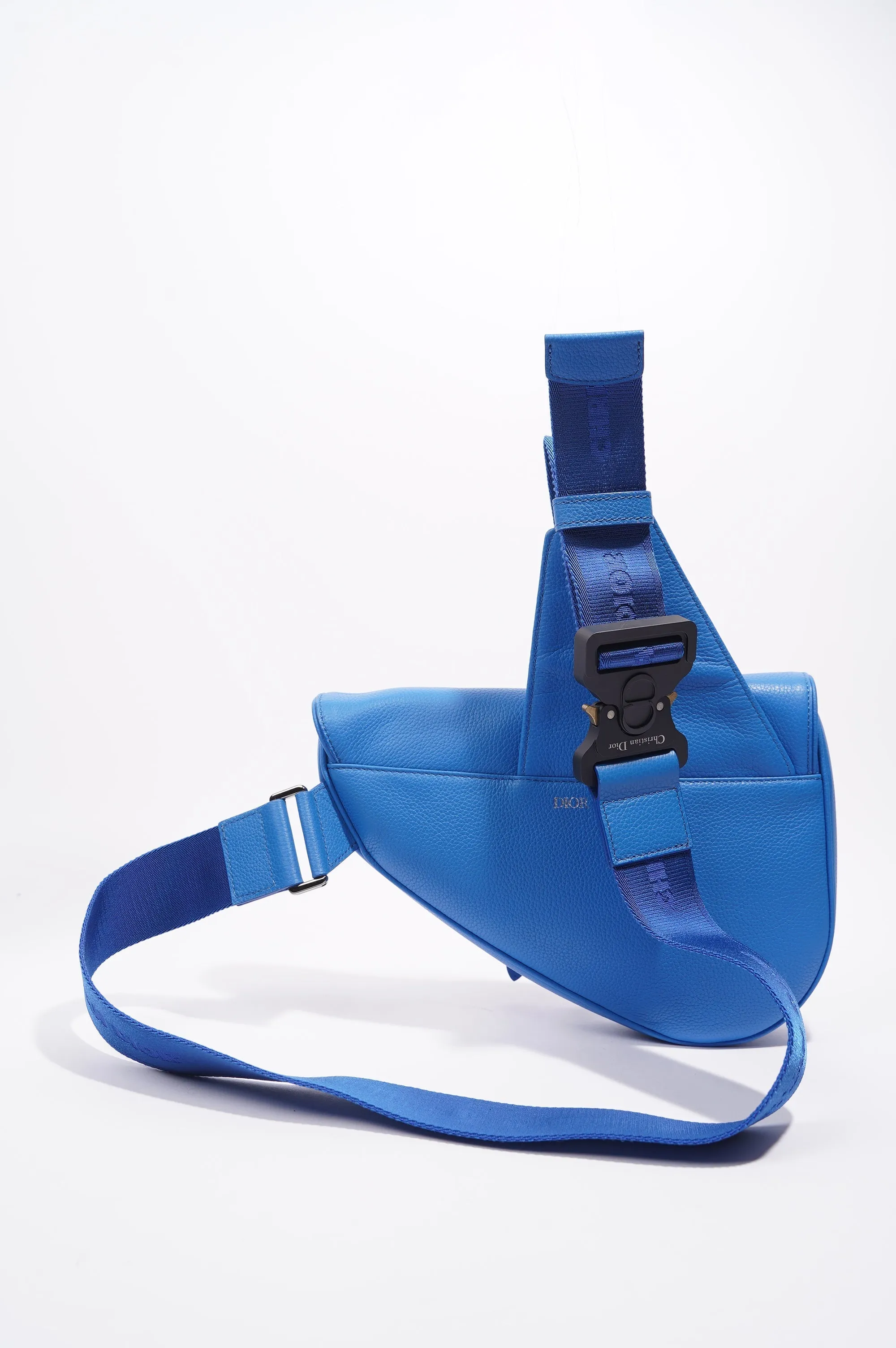 Christian Dior Saddle Bag Blue Leather