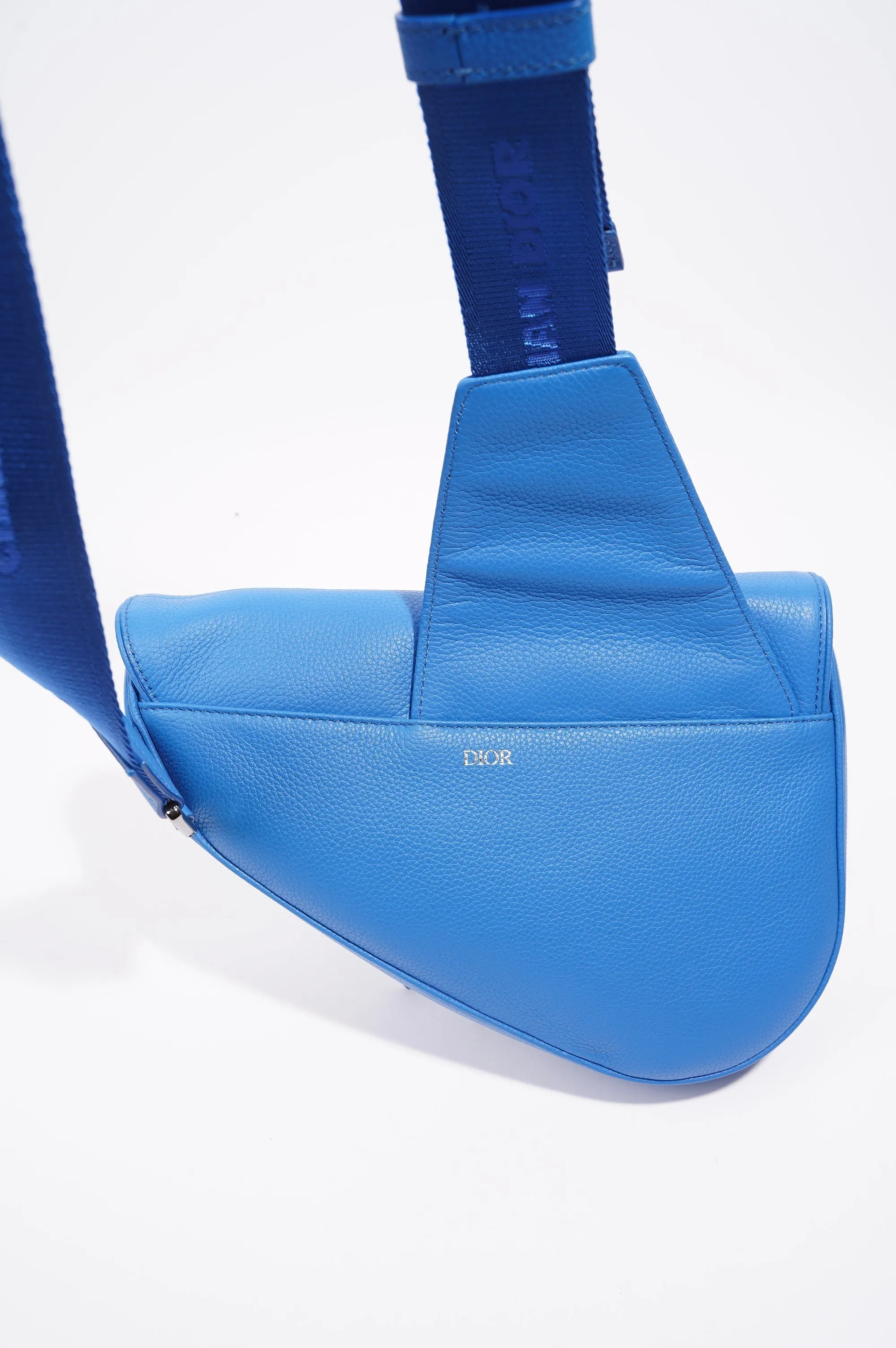 Christian Dior Saddle Bag Blue Leather