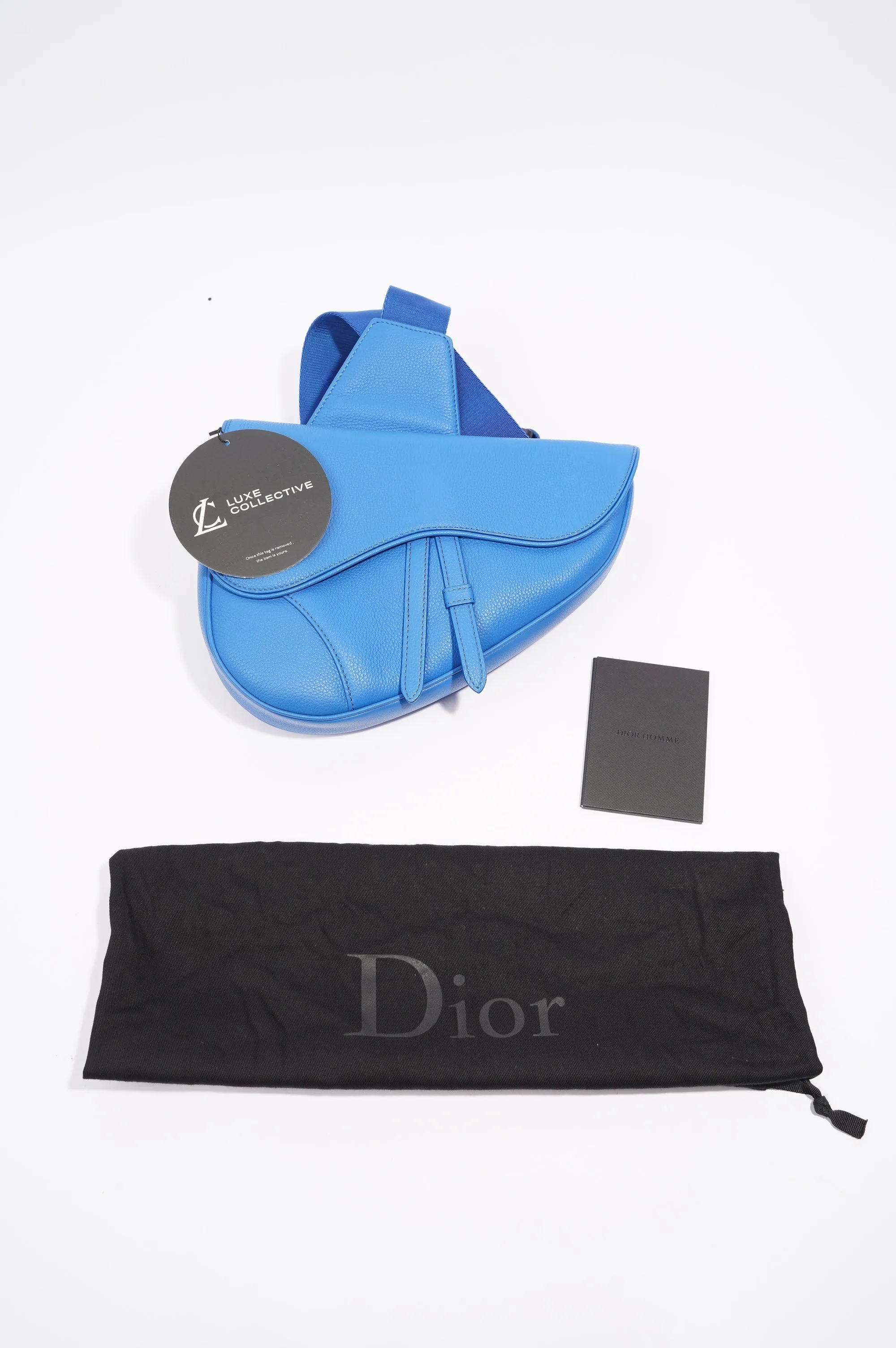 Christian Dior Saddle Bag Blue Leather