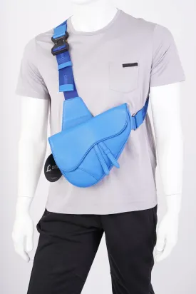 Christian Dior Saddle Bag Blue Leather