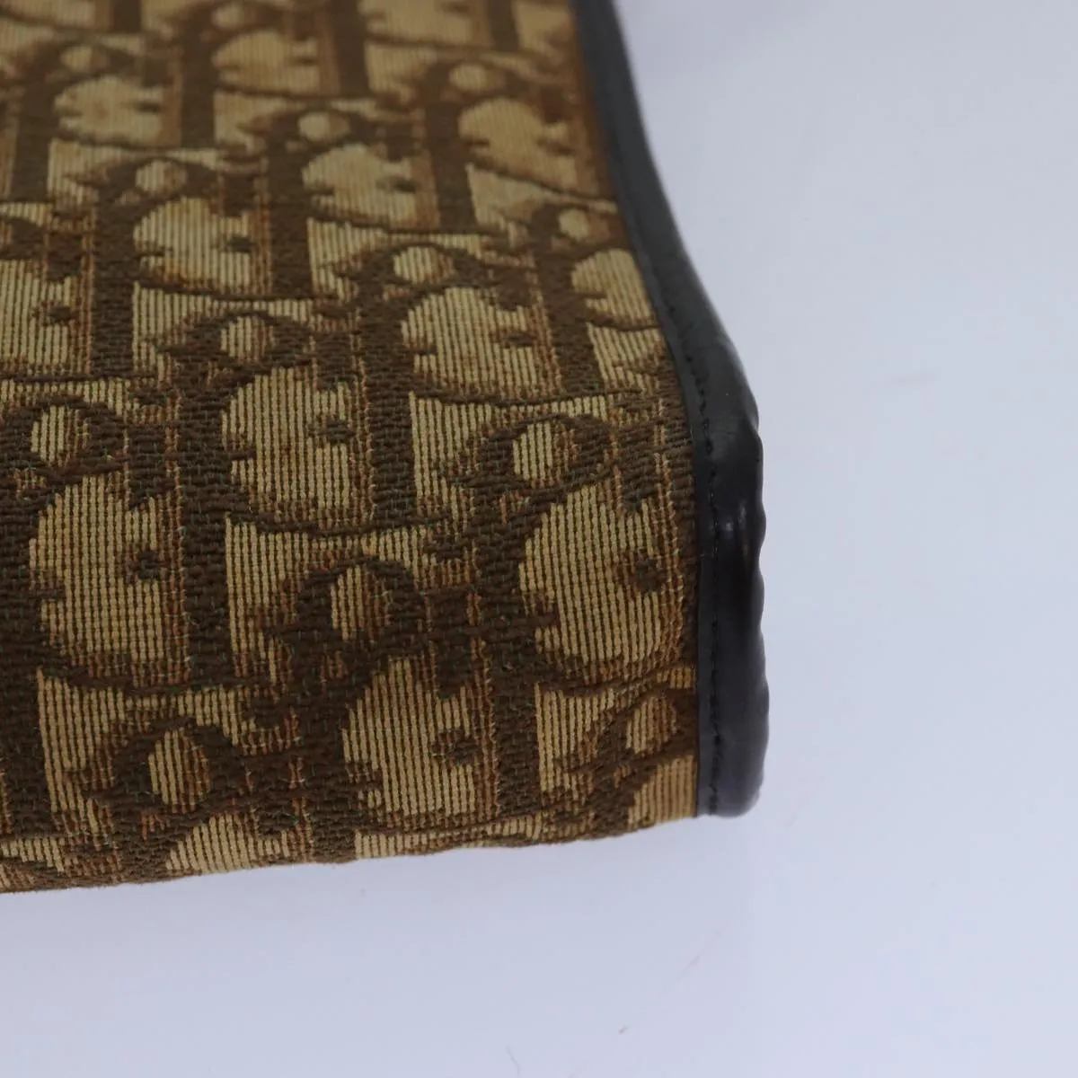 CHRISTIAN DIOR Trotter Canvas Shoulder Bag Brown Auth 81609