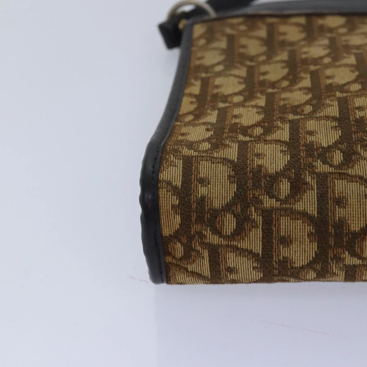 CHRISTIAN DIOR Trotter Canvas Shoulder Bag Brown Auth 81609