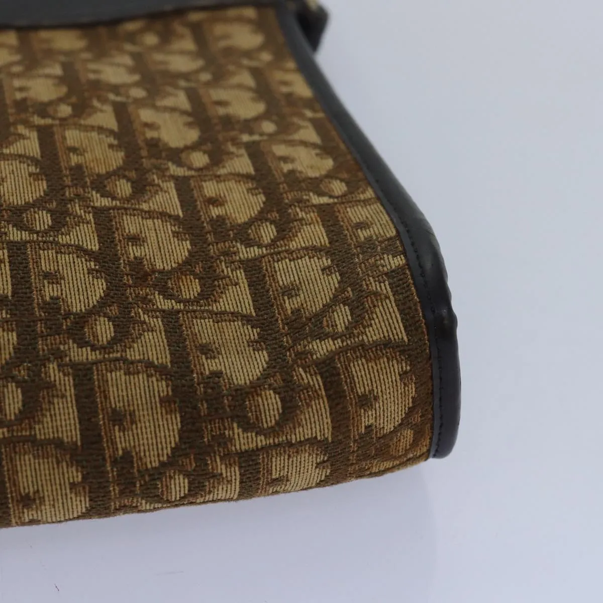 CHRISTIAN DIOR Trotter Canvas Shoulder Bag Brown Auth 81609