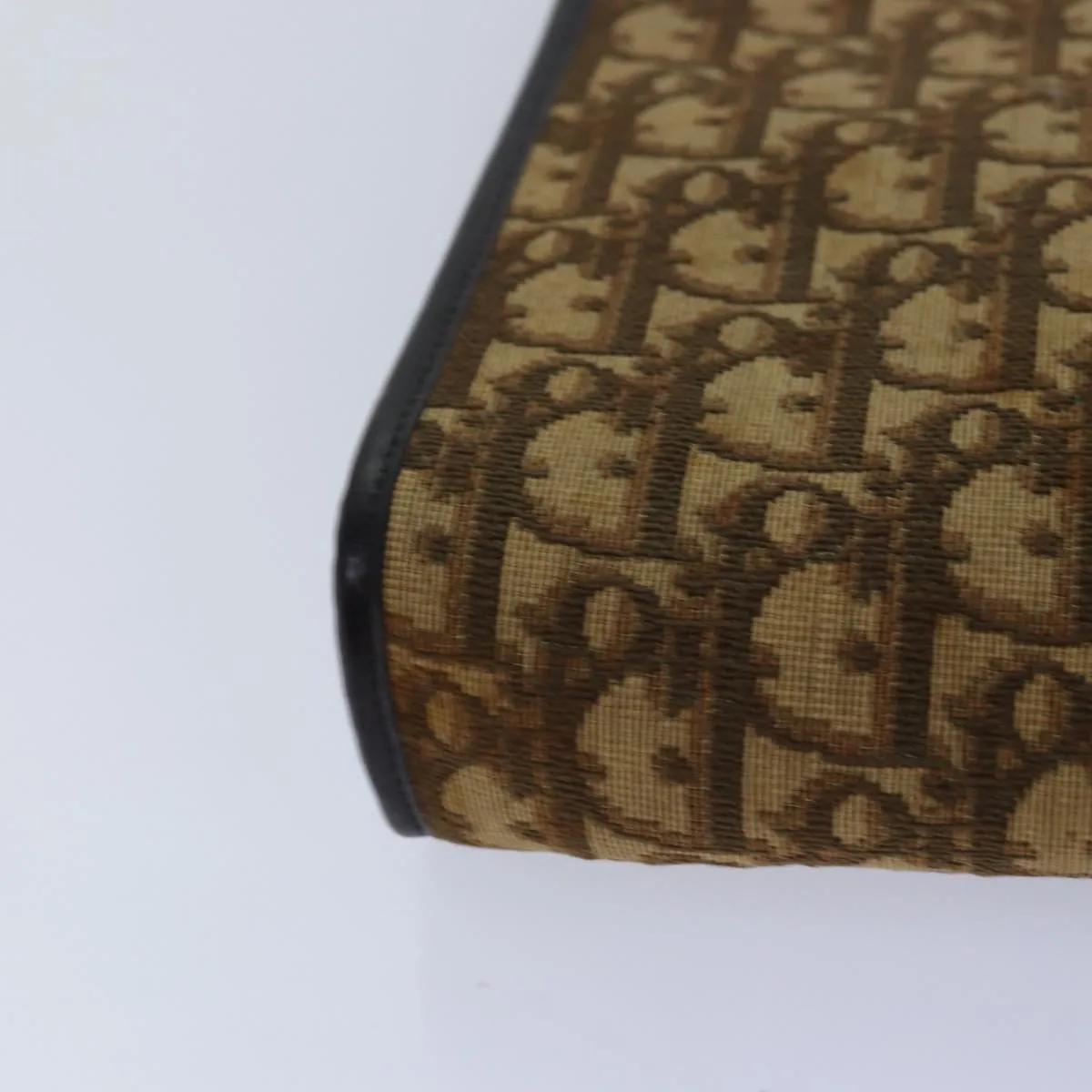 CHRISTIAN DIOR Trotter Canvas Shoulder Bag Brown Auth 81609