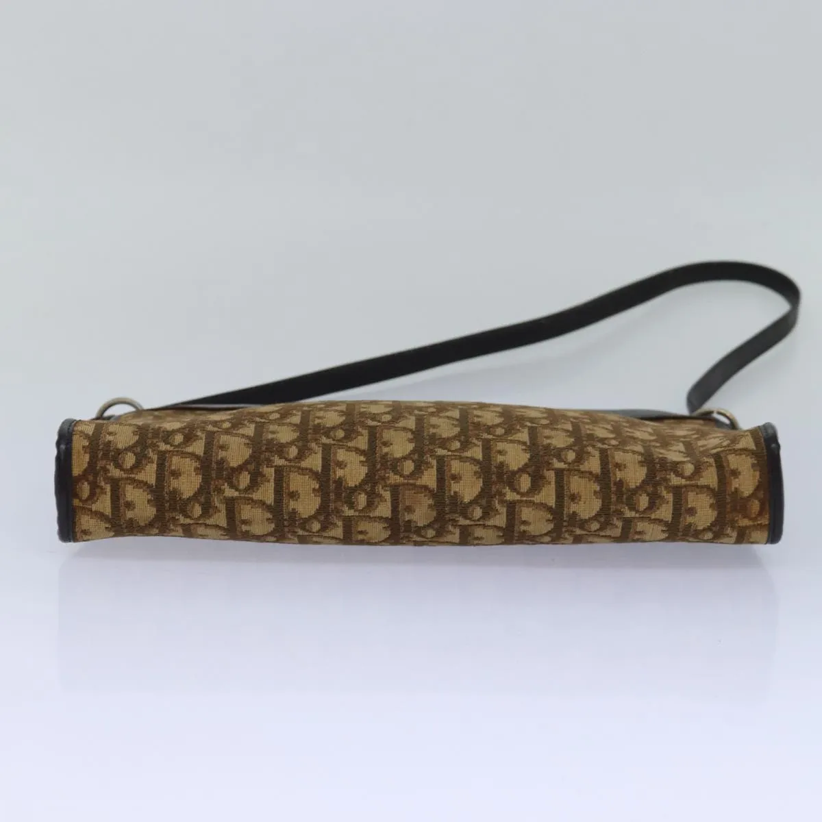 CHRISTIAN DIOR Trotter Canvas Shoulder Bag Brown Auth 81609