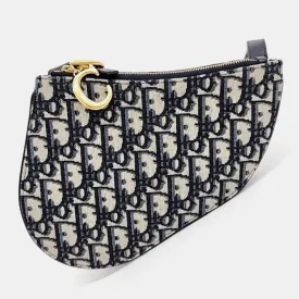 Christian Navy Blue Oblique Saddle Crossbody bag