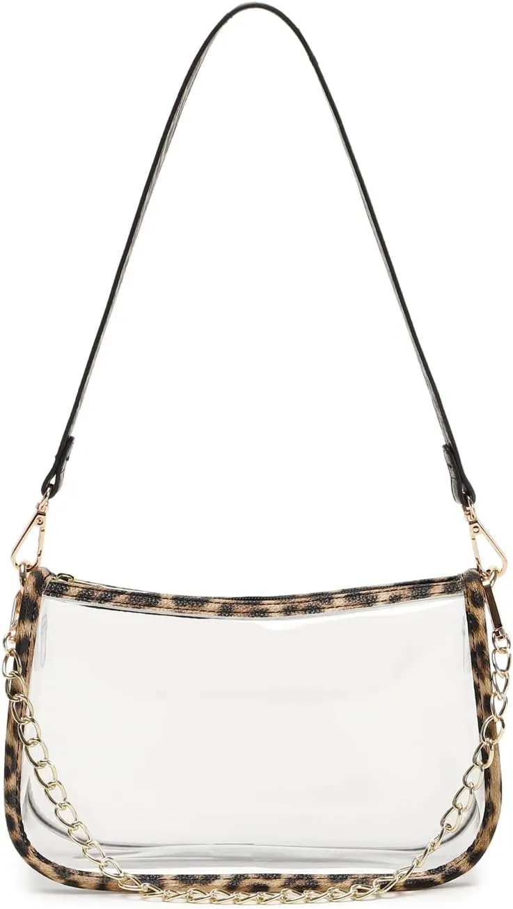 Clear Tote Bag Stadium Approved Clear Purse PVC Handbag Retro Classic Transparent Bag for Concert
