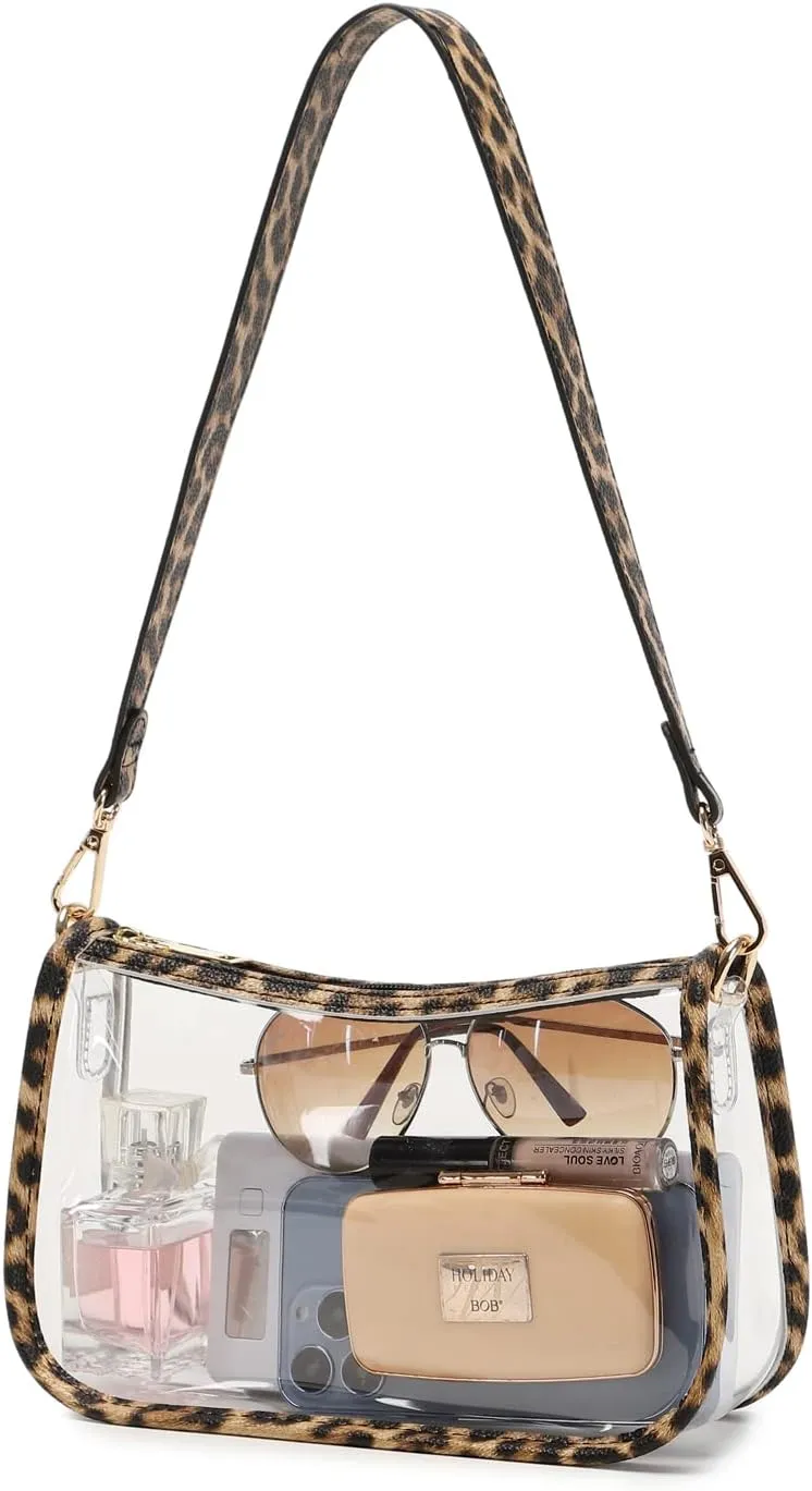 Clear Tote Bag Stadium Approved Clear Purse PVC Handbag Retro Classic Transparent Bag for Concert